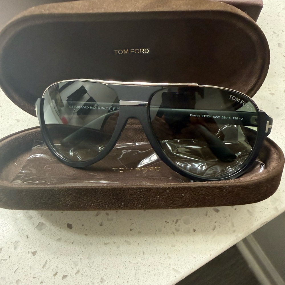 Tom Ford Black Aviator Sunglasses with Dark Smoke Lenses